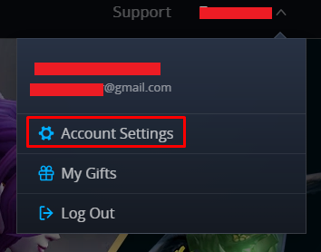 Selectați "Account Settings" (Setări cont) din meniu.
