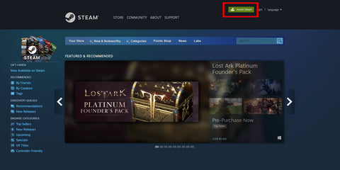 Ga naar het Steam-platform en download de client