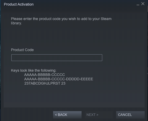 Product activation window.