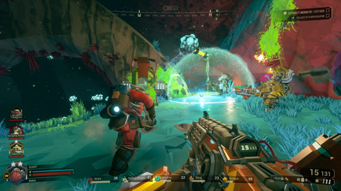Deep Rock Galactic dans le gameplay en utilisant l'environnement.