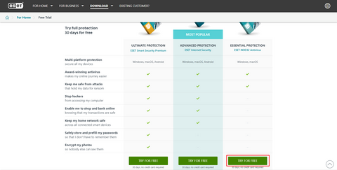 Scaricare e installare la versione di prova gratuita di NOD32 Antivirus per riscattare il codice prodotto.