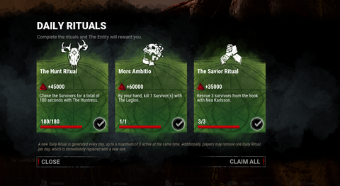 trois rituels quotidiens différents dans Dead by Daylight