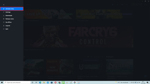 Uplay PC Program Sidebar Menu