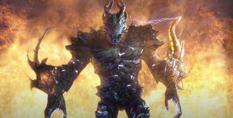 Jogabilidade de Dragon Age Inquisition: Monstro inimigo a sair do fogo Fonte: BioWare / Electronic Arts