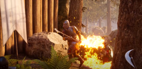 Warrior running in flames