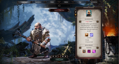 Divinity Original Sin 2 Création de personnage : Sélection de l'origine