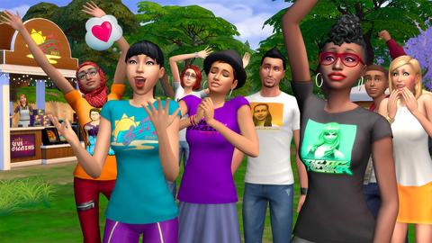 un cuplu de Sims la o petrecere