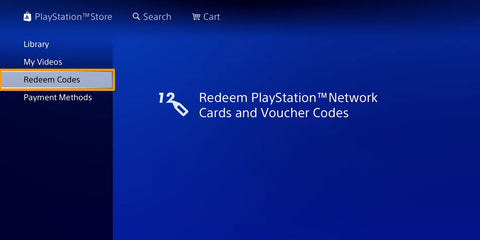 Selecionar "Resgatar códigos" na PlayStation Store