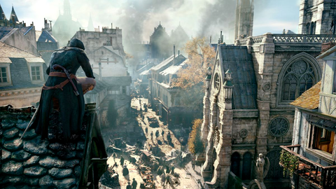 assassin watching how french revolution turns Paris into war-torn city