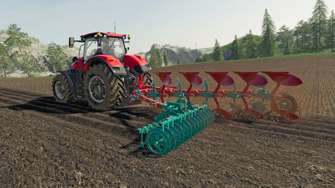 Plowing the field in Farming Simulator 19