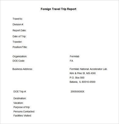 what is a trip report designed to do
