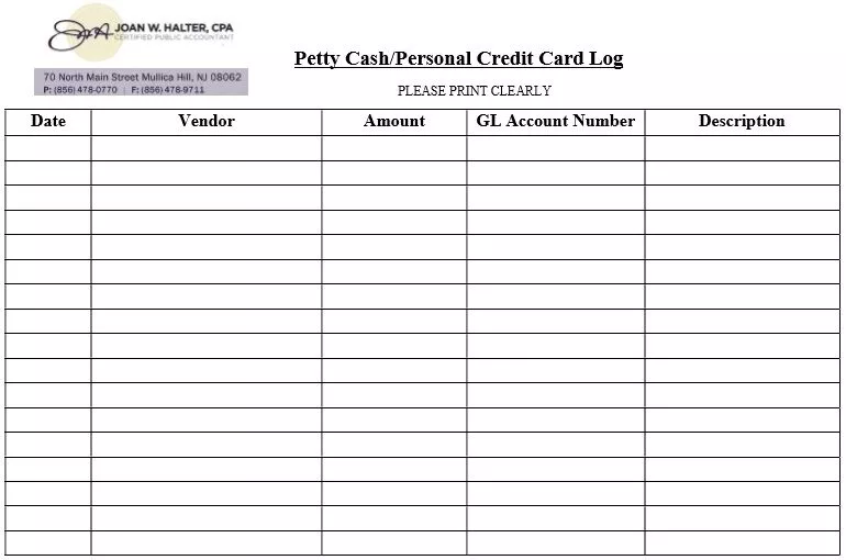 petty cash excel template