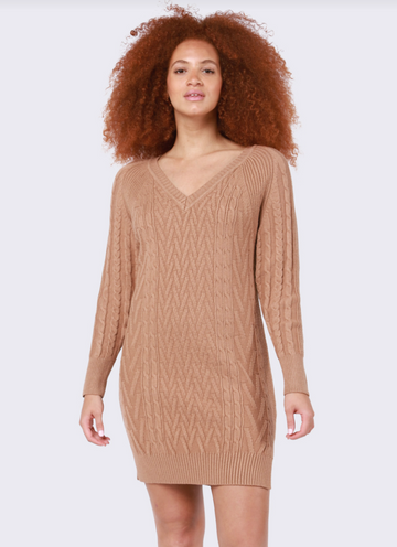  TLULY Sweater Dress for Women Solid Drop Shoulder Cable Knit  Sweater Dress Sweater Dress for Women (Color : Rust Brown, Size : Small) :  Clothing, Shoes & Jewelry