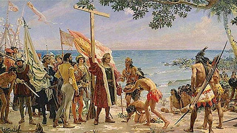 In 1492 Columbus Sailed the Ocean Blue. He also went back in 1494.