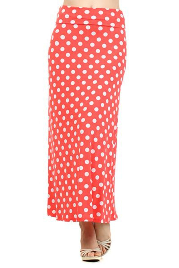 Plus Size Coral Skirt with White Polka Dot – Modern and Chic Boutique