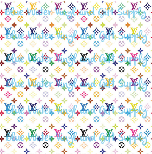 Patterned Vinyl and HTV Sheets - Louis Vuitton Multi Color Logo (LV3)