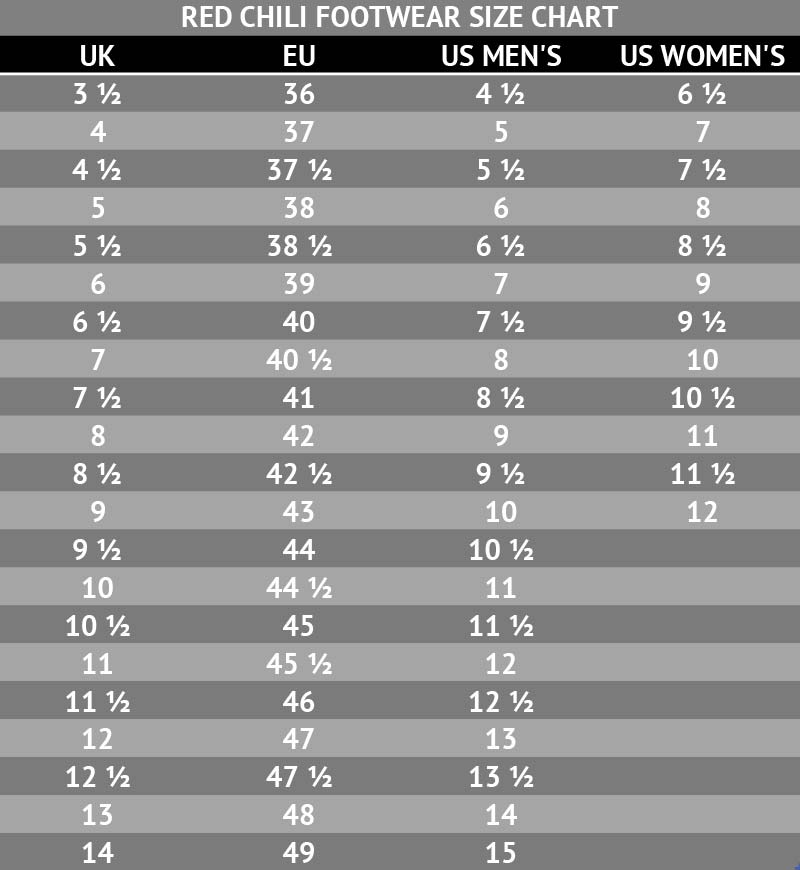 Red Chili Climbing Shoes Size Chart