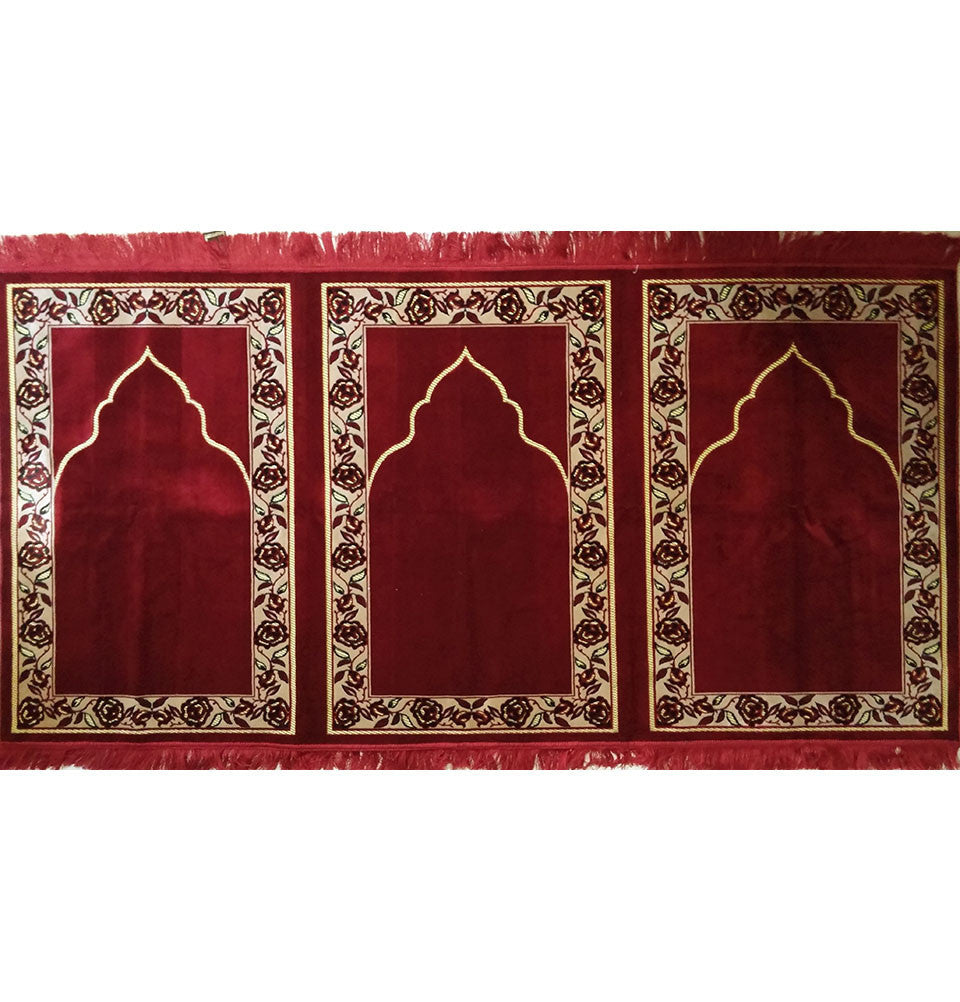 Family Islamic Prayer Rug 3 Person Red Islamicprayerrug Com