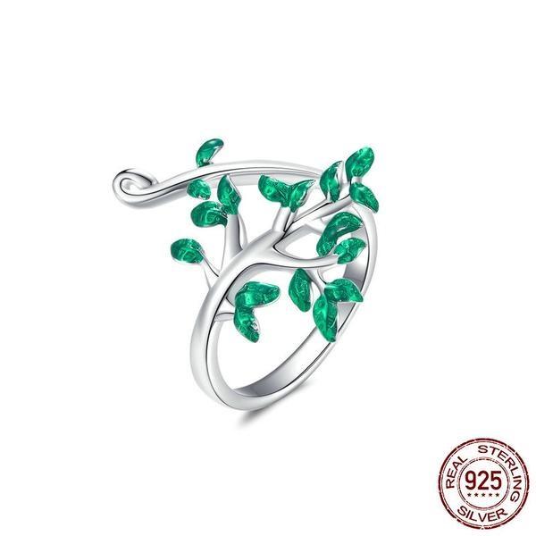 Green Tree Of Life Silver Ring - Floral Fawna