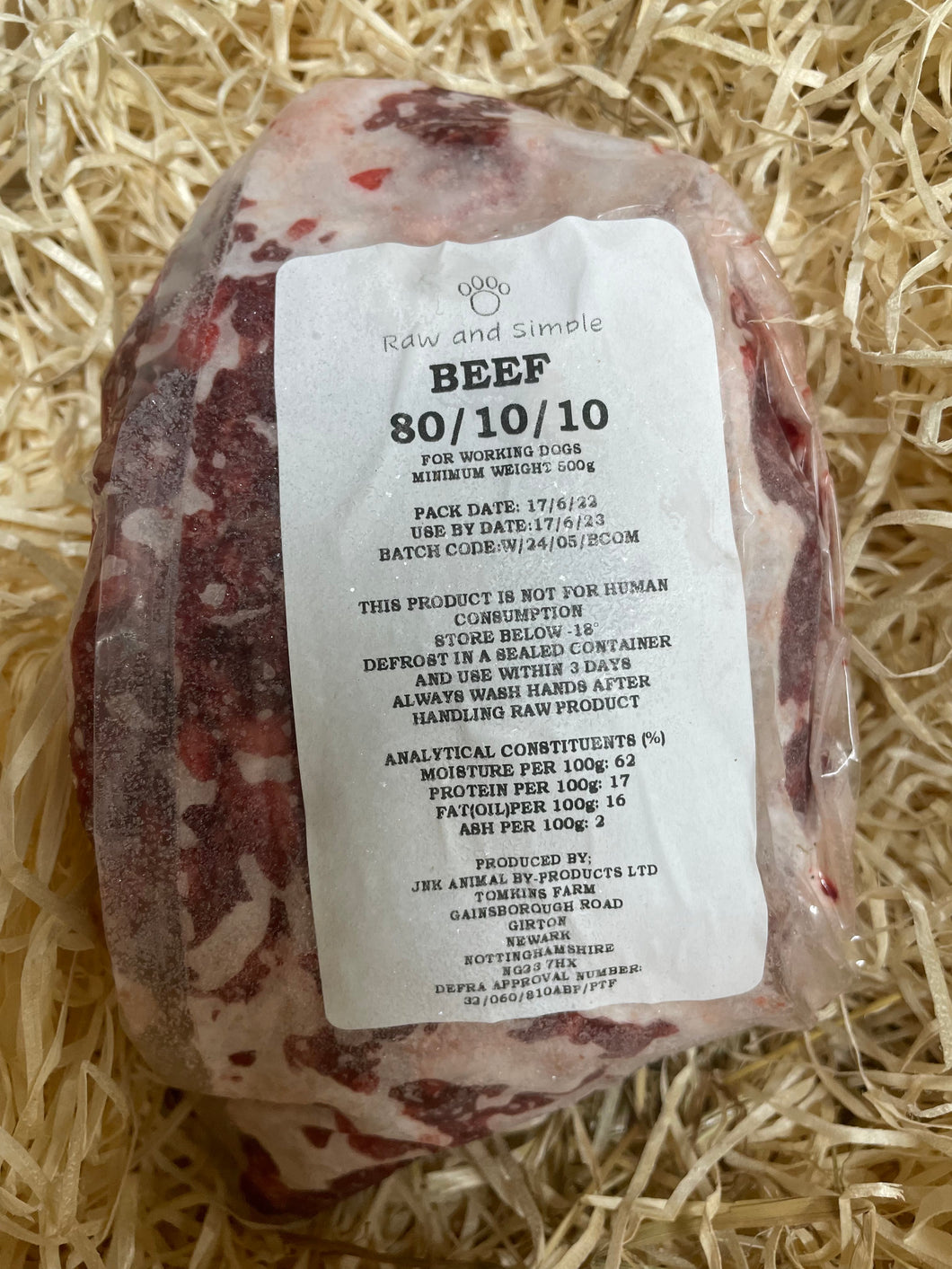 ** BRAND NEW RAW 80/10/10 ** Raw and Simple Best Beef Complete Mince 80/10/10