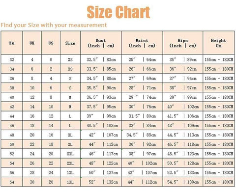 Women Clothes Size Chart