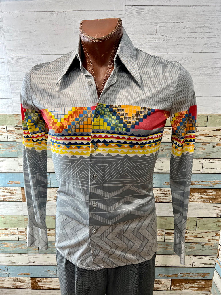 70's Multicolor Thai Goddess Print Long Sleeve Shirt by Nik Nik – Hamlets  Vintage