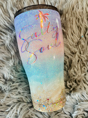 Salty Beach Glitter Tumbler  Beach Tumblers – Wicked Whiskey Designs