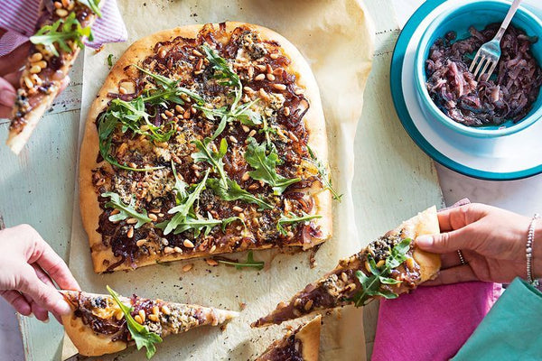 Caramelised onion and blue cheese flatbread