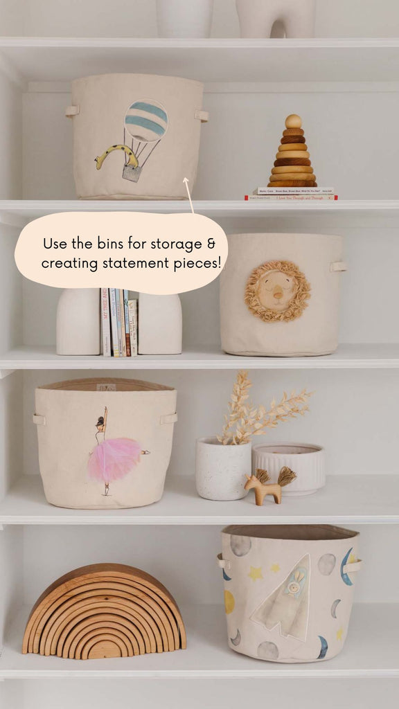 nursery decor storage bins | Peppy Lu