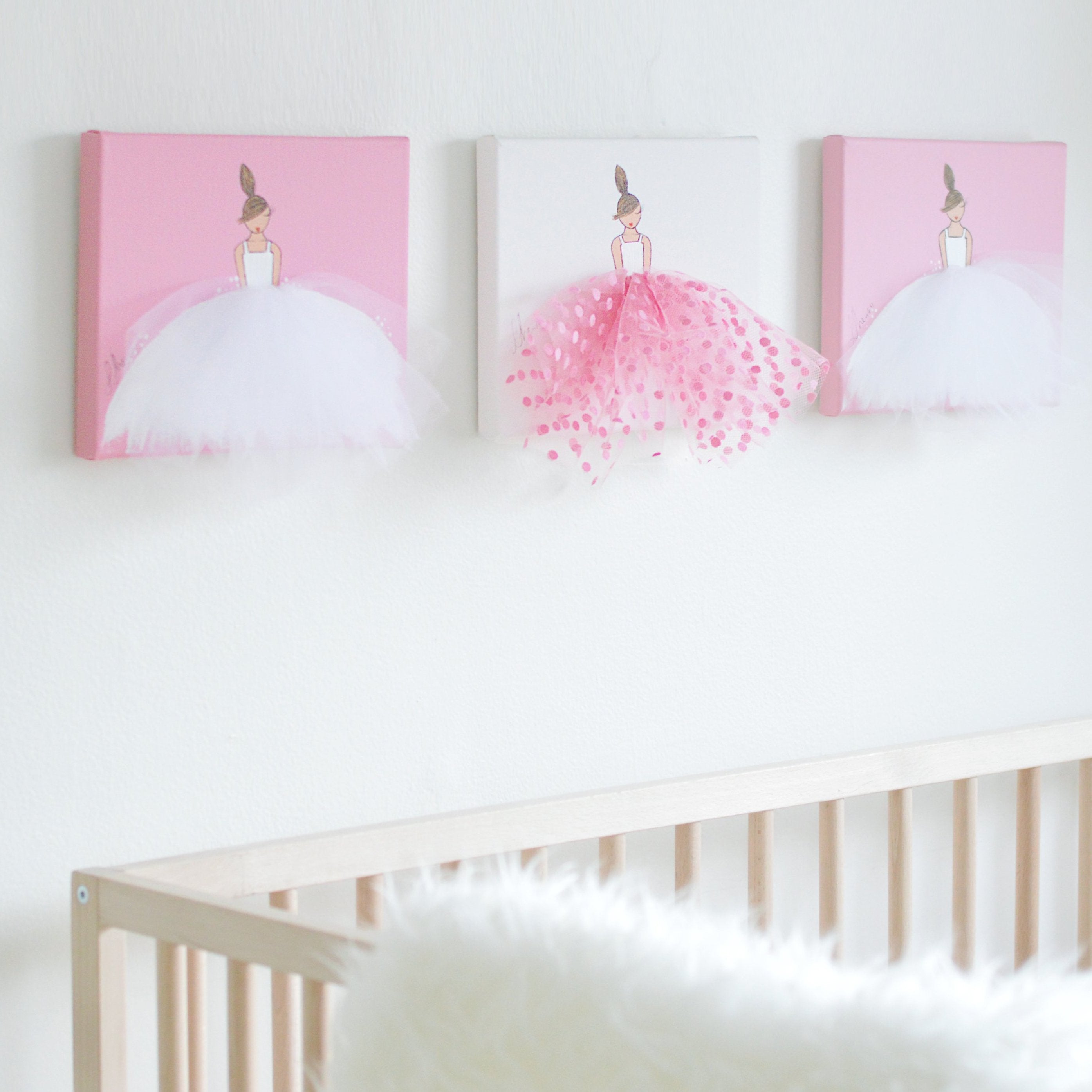 Little Ballerina Nursery Wall Art - Set Of 3 - Nursery Wall Art Decor