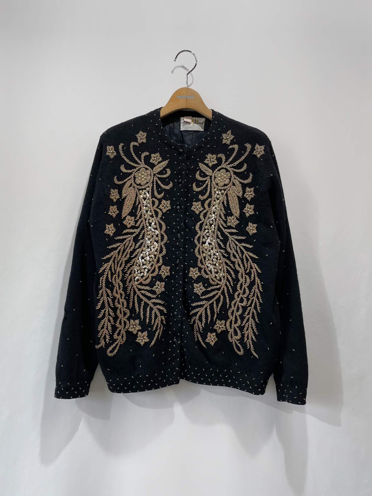 ビーズ刺繍セーター黒ニット/セーター