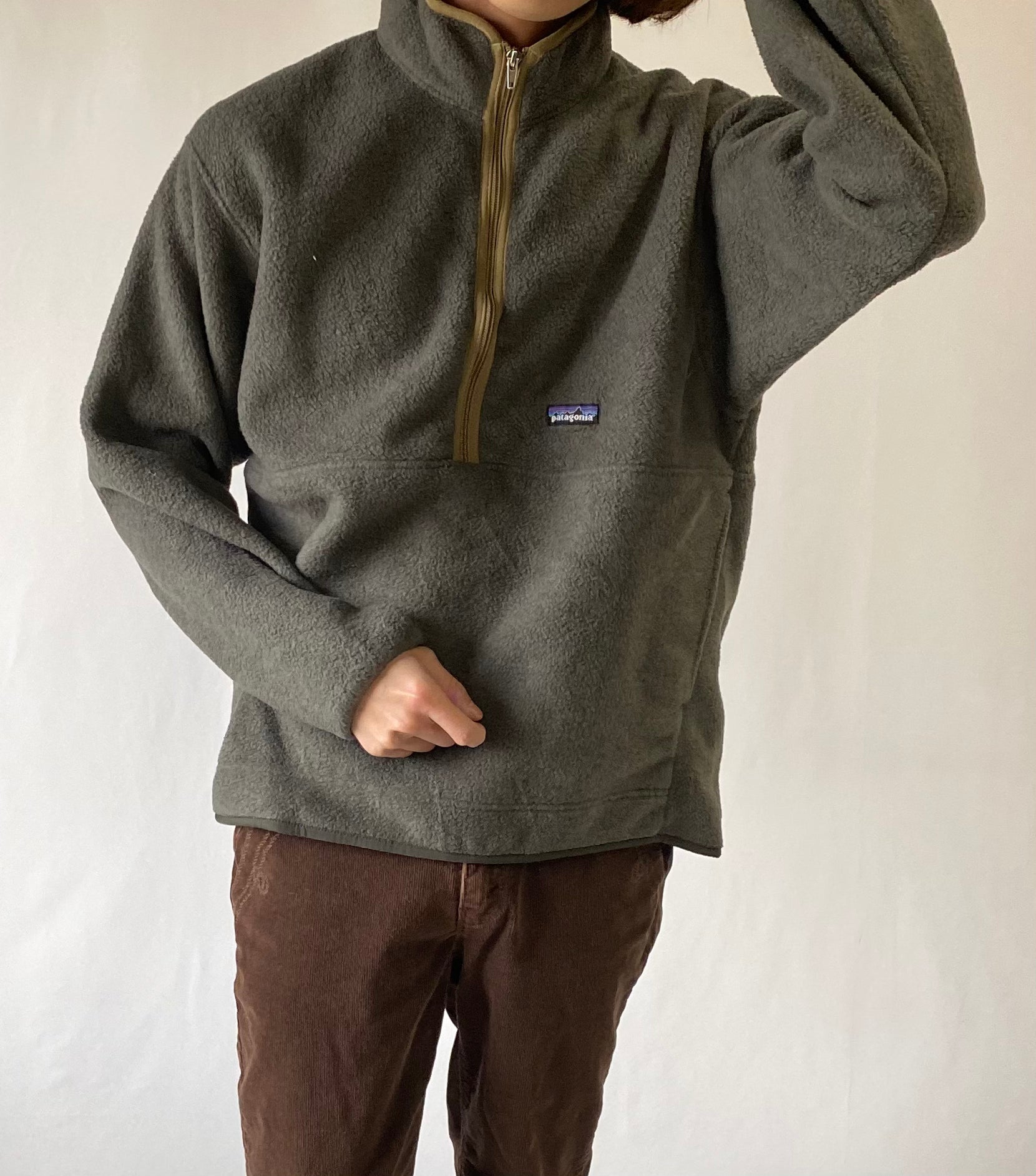 古着 90's Patagonia ハーフジップ シンチラ グレー フリース