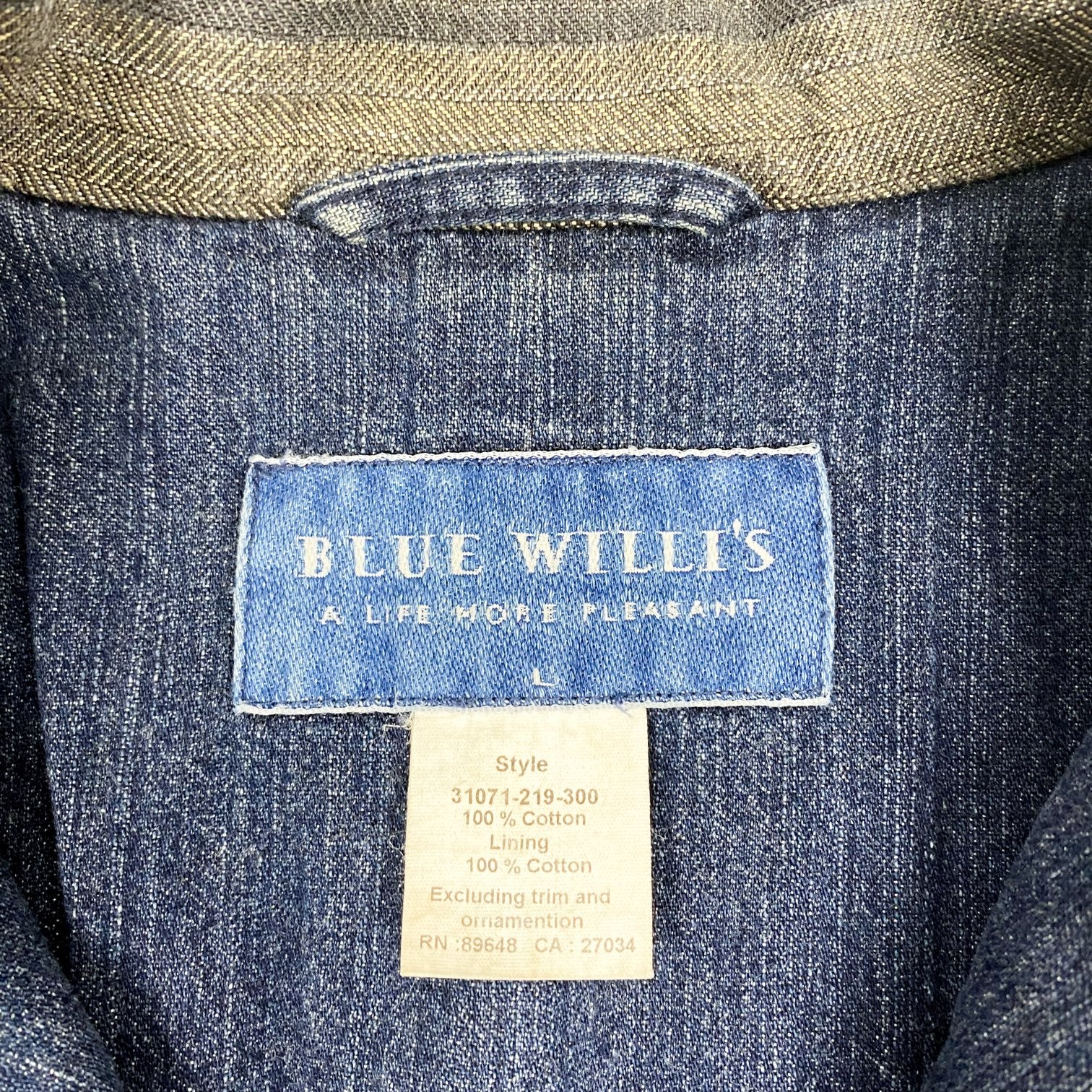 古着 90's〜 BLUE WILLI'S 刺繍 襟切替 デニムジャケット – Gleeful