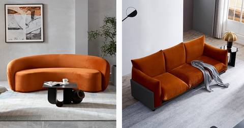 Curvo Sofa and The Puff Sofa in Burnt Orange