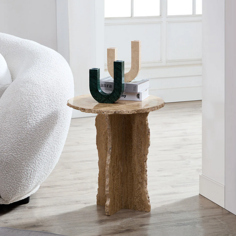 Edge Travertine Side Table