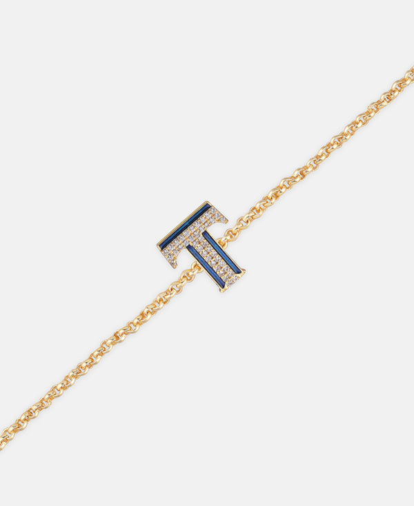 Tipsyfly Crystal and Blue Enamel Letter Bracelet - H