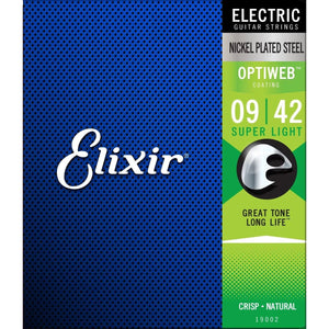 Elixir Strings 19002 Optiweb Electric Guitar Strings -.009-.042 Super Light - gjmsound