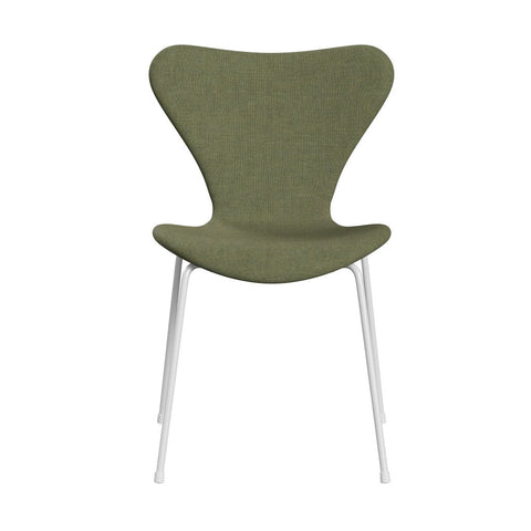 [product_category]-Fritz Hansen 3107 Chair Full Upholstery, White/Remix Green-Fritz Hansen-3107FU-REM933-DRWH-FRI-1