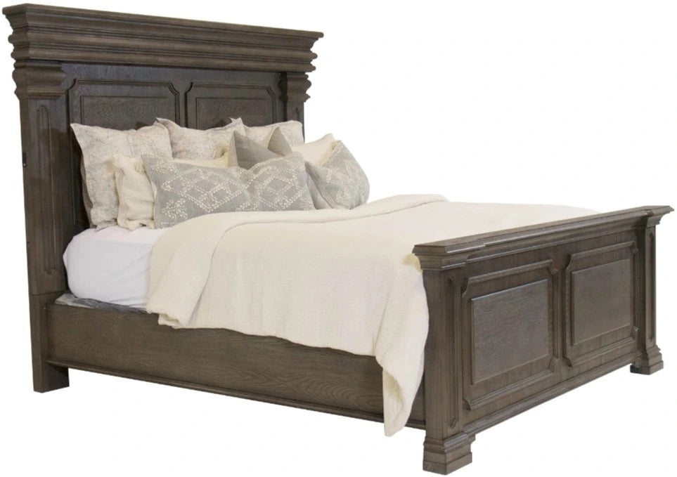 Elements International Kings Court Queen Panel Bed in Grey