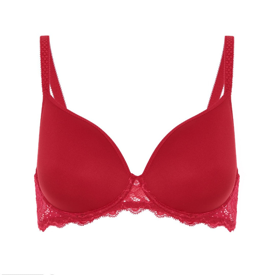 YUMMIE Jasmine Boa Scoop Neck Bra Women's Underwear Sz M/L Cab-Red