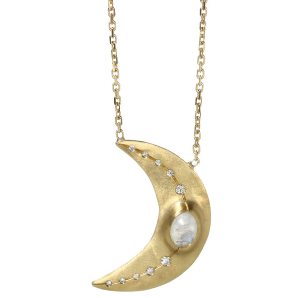 Crescent Moon & Star Pendant Necklace in 9ct Yellow Gold