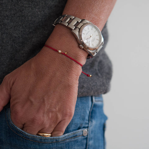 Red string bracelet with diamond friendship bracelet