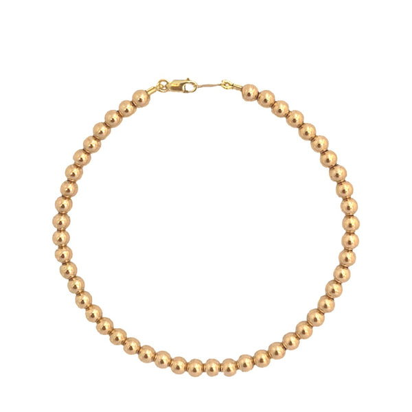 Beaded Disco Bracelet in 14K Gold 14K Rose Gold / 4mm Beads / 6-7 Inches