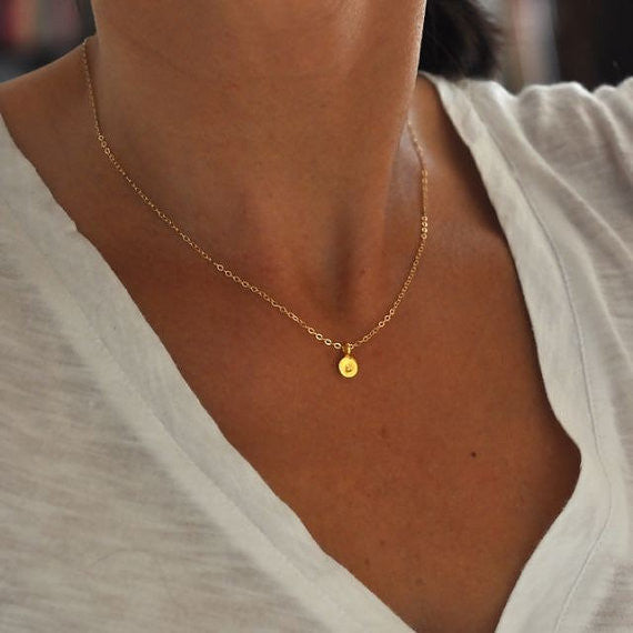 Tiny Gold initial necklace