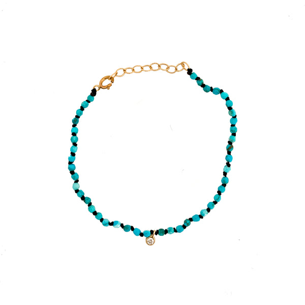 Delicate Tiny Matt Opaque Turquoise & Small Gold by minniegrace