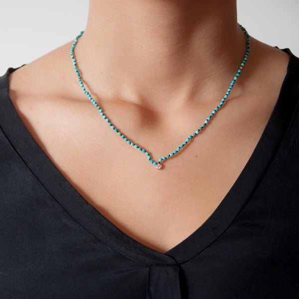 Delicate Tiny Matt Opaque Turquoise & Small Gold by minniegrace