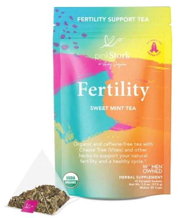 Fertility tea on pink stork