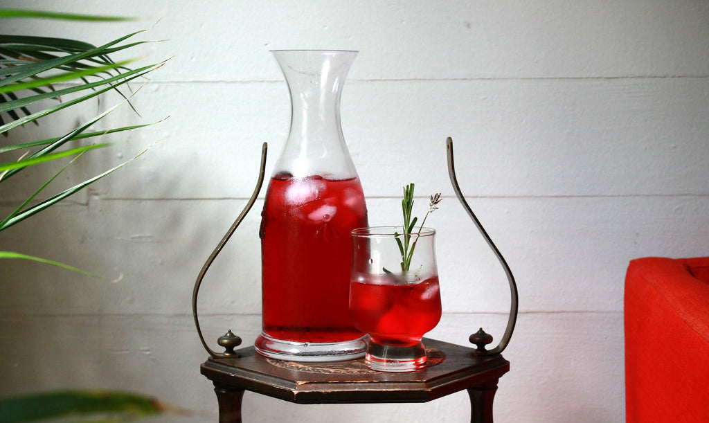 making hibiscus iced tea 