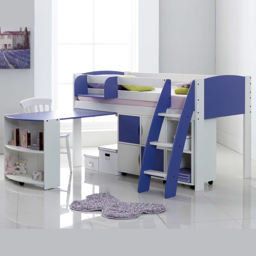 Kids Exclusive Mid Sleeper Cabin Bed with Pull Out Desk & Storage Units