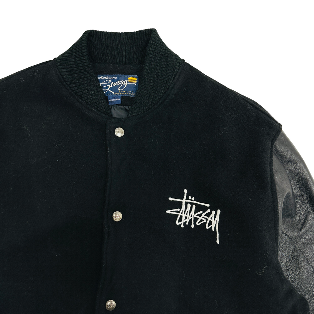 1988 Stussy Homeboy - Wool Back Graphic Bomber Jacket - Large